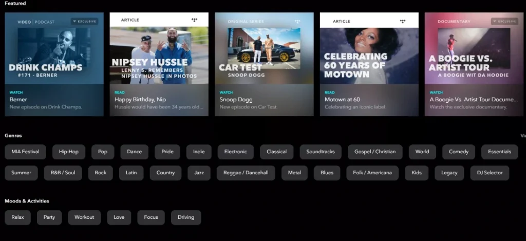 tidal odkrywanie muzyki